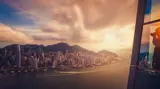 Utsikt over skyskrapere i Hongkong, Kina